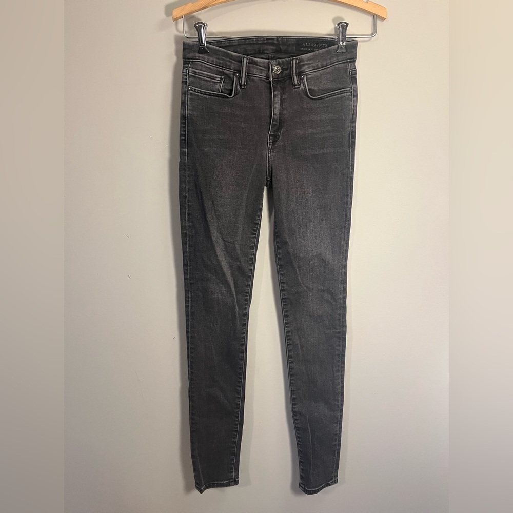 All Saints Grace Faded Black Skinny Jeans Size 27